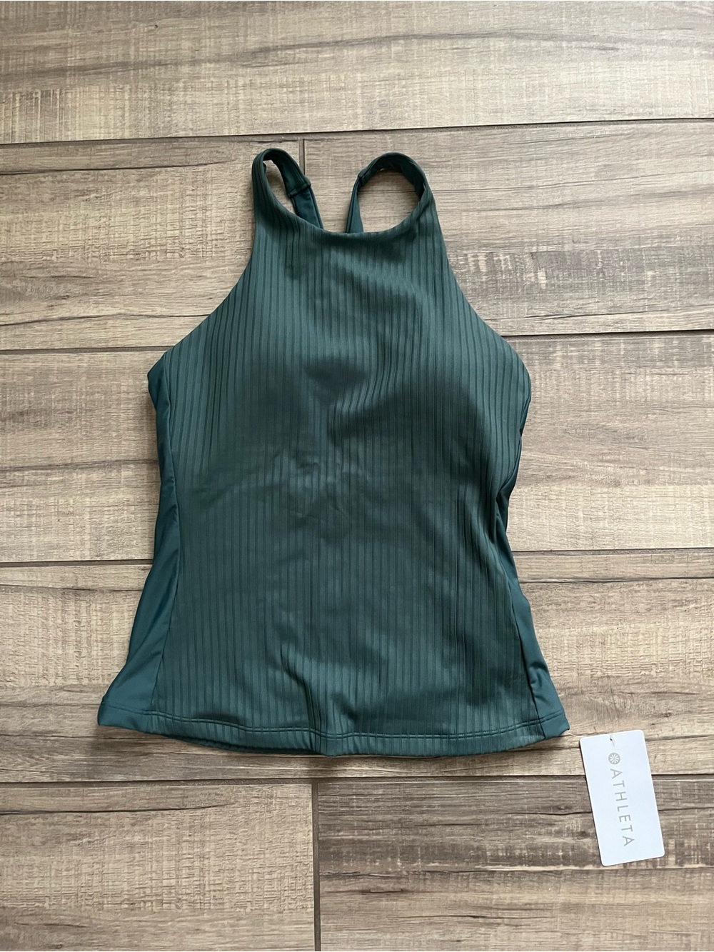 Athleta Forest Green Ribbed High-Neck Swim Tankini Medium